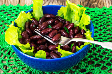 Salad with lettuce and beans. Studio Photo