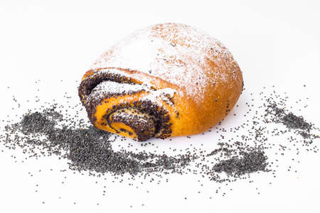 Buns with poppy seeds and icing sugar. Studio Photoの写真素材