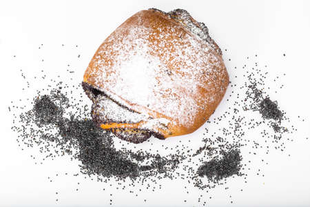Buns with poppy seeds and icing sugar. Studio Photoの写真素材
