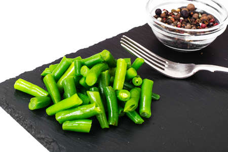Green Beans on white background. Studio Photoの写真素材