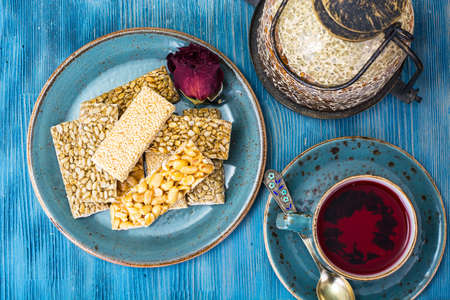 Kozinaki with seeds, nuts, sesame seeds and honey. Studio Photoの写真素材