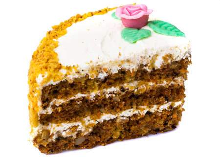 Carrot cake with cream. Studio Photo