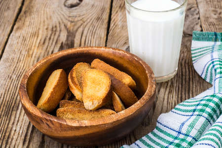 Vanilla biscuits with milk in glass. Studio Photoの写真素材