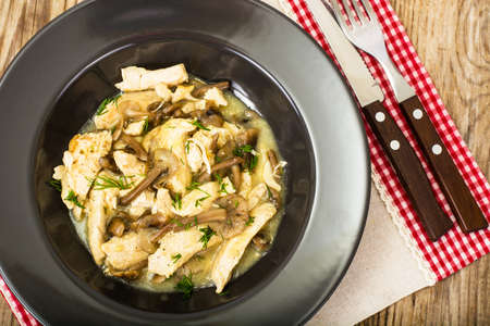 Meat stew with pickled mushrooms. Studio Photoの写真素材