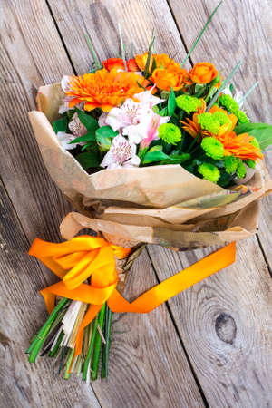 Festive elegant bouquet of different flowers. Studio Photoの写真素材