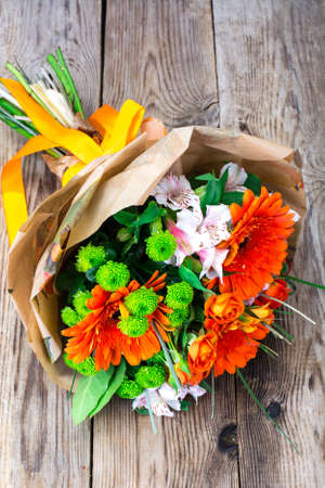 Festive elegant bouquet of different flowers. Studio Photoの写真素材