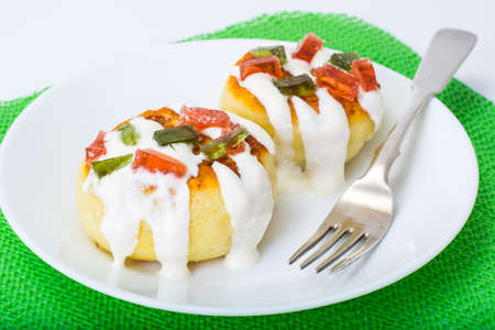 Cottage cheese pancakes with marmalad