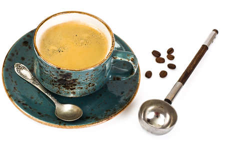 Fragrant fresh coffee in vintage cupの写真素材