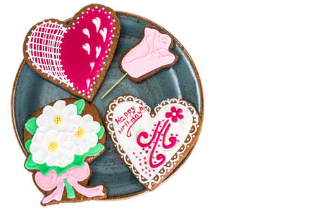 Holiday gift -imbirnye gingerbread with icingの写真素材