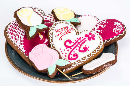 Holiday gift -imbirnye gingerbread with icingの写真素材