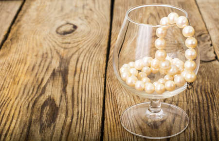 Natural pearl white beadsの写真素材