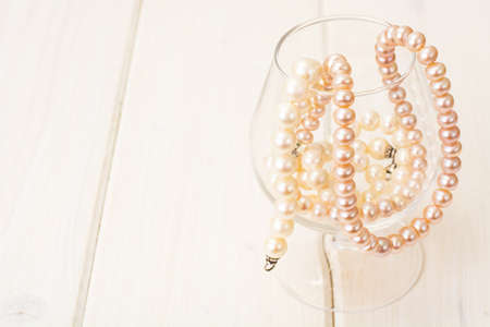 Natural pearl white beadsの写真素材
