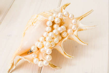 Natural pearl white beadsの写真素材