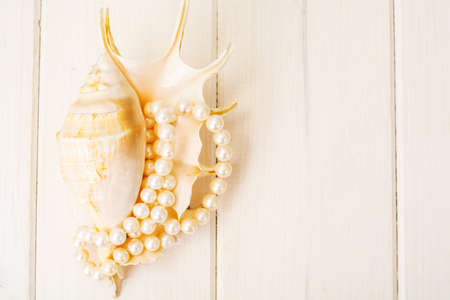 Natural pearl white beadsの写真素材
