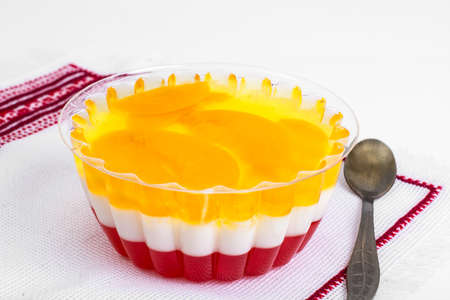 Multi-color jelly in plastic moldsの写真素材