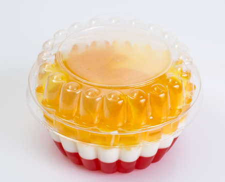 Multi-color jelly in plastic moldsの写真素材