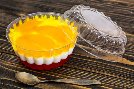 Multi-color jelly in plastic moldsの写真素材