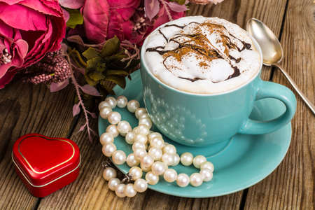 Pearl jewelry as a gift on Valentines Dayの写真素材