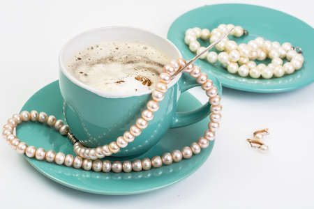 Pearl jewelry as a gift on Valentines Dayの写真素材