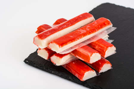 Crab sticks in plastic packagingの写真素材