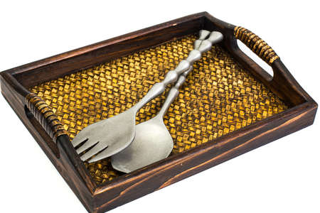 Metal cutlery souvenir on White