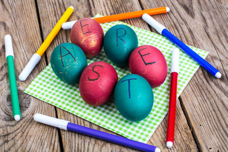 Easter eggs colored markers