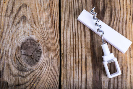Corkscrew for bottles with white plastic handleの写真素材