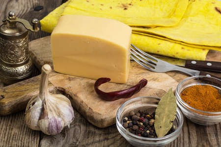 Pita bread with cheeseの写真素材