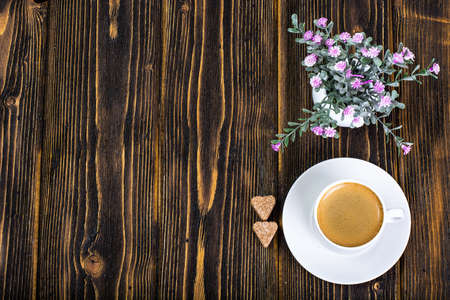 Freshly brewed hot aromatic espressoの写真素材