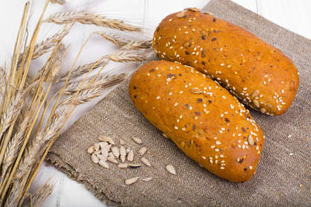 Wheat rye bread with flax seeds, chia, sesameの写真素材