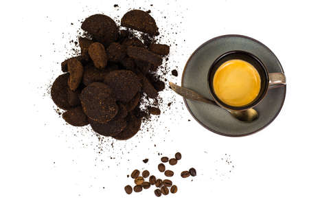 Espresso, roasted grain, waste coffee maker