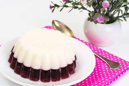 Delicious low-calorie dessert-Cherry Milk Jellyの写真素材