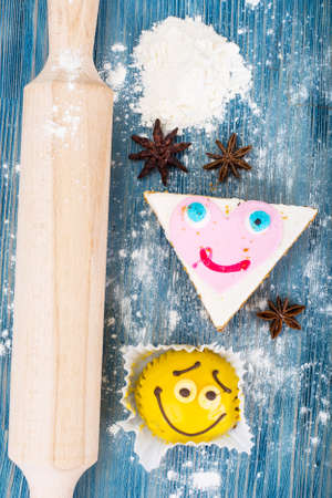 Apple, sandwich, cake for childrenの写真素材