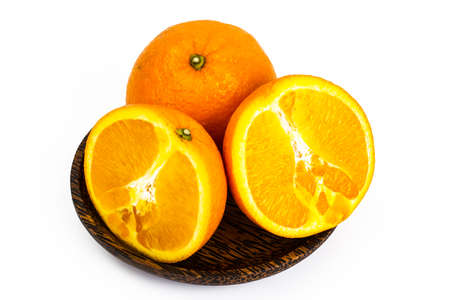 Juicy ripe sweet orange, cut in half