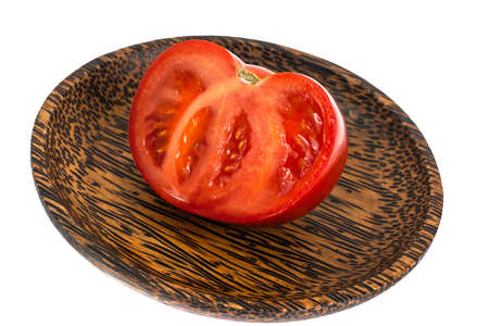 Red tomato, cut in halfの写真素材