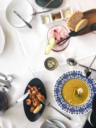 Set of dishes for lunchの写真素材