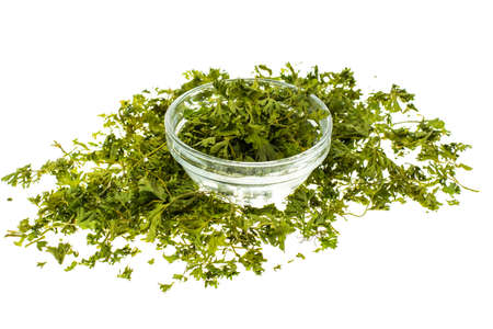 Dried parsley on white background. Studio Photoの写真素材