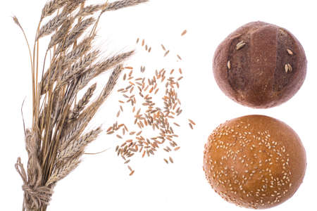 Rustic bread isolated on white background. Studio Photoの写真素材