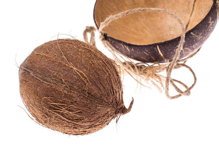 Whole coconut isolated on white background. Studio Photoの写真素材