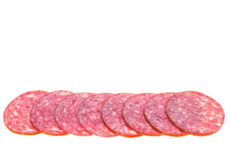Salami smoked sausage on white background