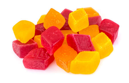 Multicolored fruit marmalade on white backgroundの写真素材