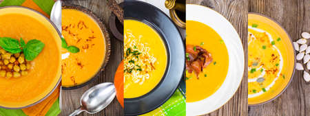 Spicy Pumpkin, Carrot Soup with Chickpeas and Curryの写真素材