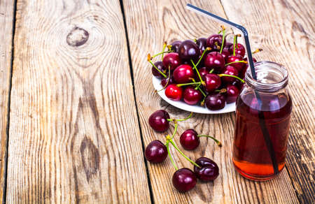 Seasonal dessert:  drink from cherry and fresh berries. Studio Photoの写真素材