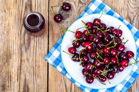 Seasonal dessert:  drink from cherry and fresh berries. Studio Photoの写真素材
