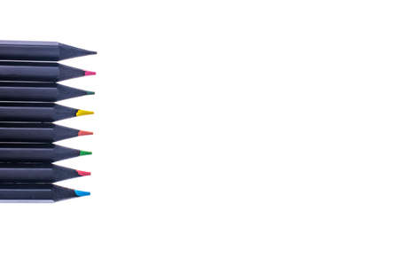 Set of beautiful black colored pencils on White background.