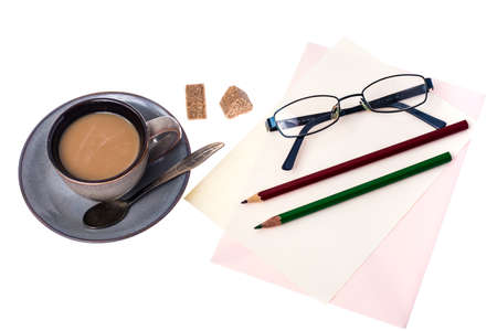 Thin pancakes isolated on white backgroundの写真素材