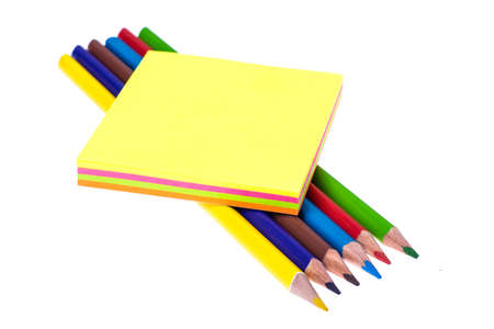 block Colored sticker for reminders on white background, office