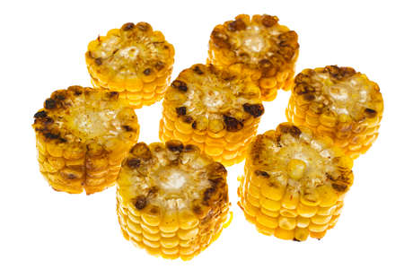Fried corn cob, cut into piecesの写真素材