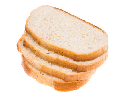 Sliced pieces of white bread isolated on white background