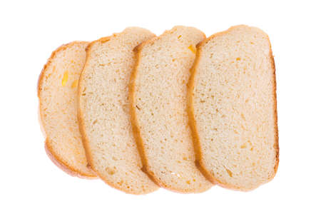 Sliced pieces of white bread isolated on white background